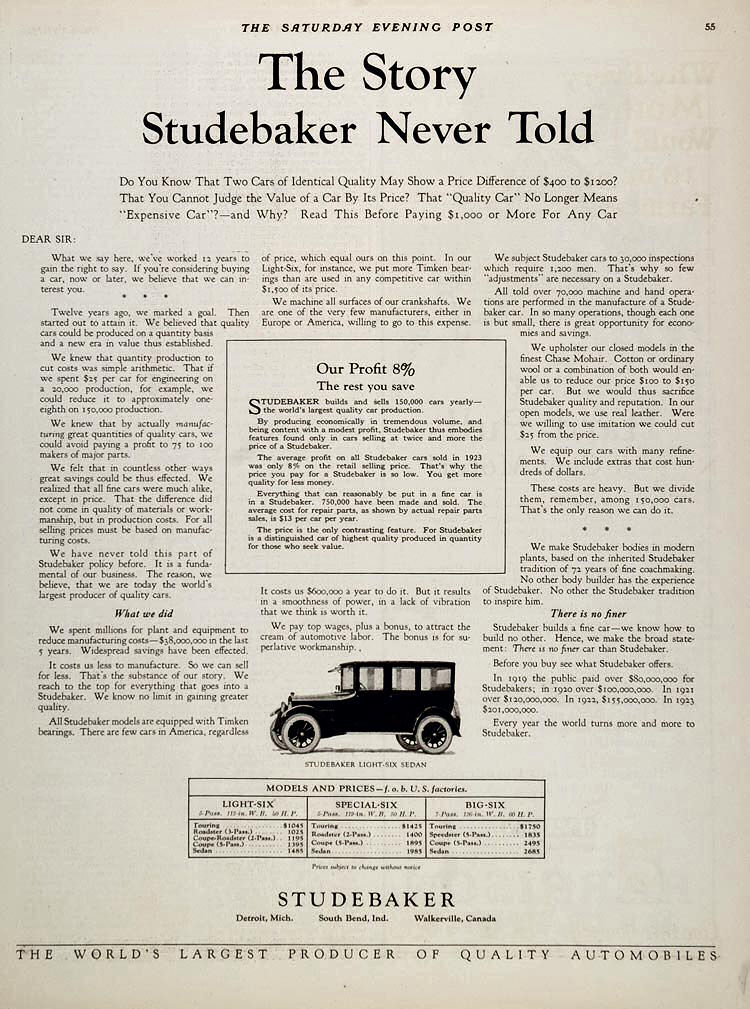 1924 Studebaker Auto Advertising
